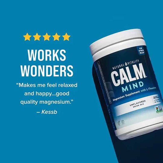 CALM Mind Magnesium + LTheanine Powder Unflavored, Natural Vitality
